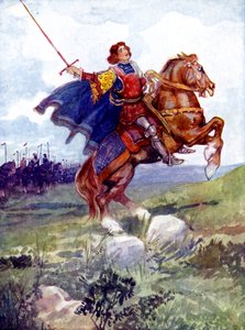 Ein Ritter auf einem steigenden Pferd