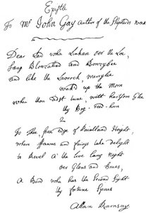 Ein Brief von Allan Ramsay an John Gay, 18. Jahrhundert, 1840