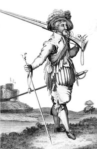 Ein Musketier bei der Einführung von Feuerwaffen, 1798