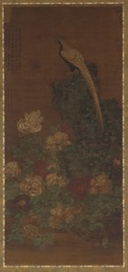 Ein Fasan, ein Felsen und Pfingstrosen, Ming- oder Qing-Dynastie, 17. Jahrhundert von Unbekannt