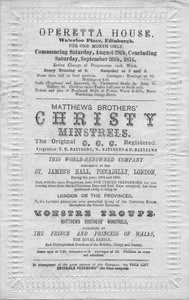Ein Veranstaltungsprogramm im Operettenhaus, Waterloo Place, Edinburgh, 1874