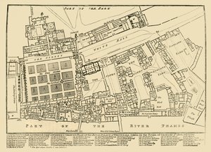 Eine reduzierte Kopie von Fishers Grundriss des Königspalastes von Whitehall, 1680, 1881