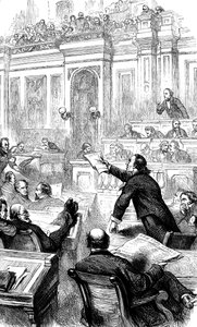 Eine Szene im US-Repräsentantenhaus, Washington DC, USA, ca. 1860er Jahre von Unbekannt