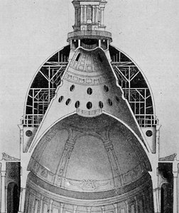 Ein Schnittzeichnung der großen Kuppel von Sir Christopher Wren, ca. 1934