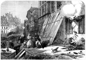 Eine Straße in Straßburg während der Belagerung und Bombardierung, Deutsch-Französischer Krieg, 1870