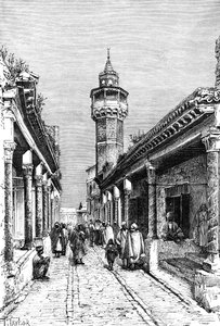 Eine Straße im Suk-Viertel von Tunis, Tunesien, 1895