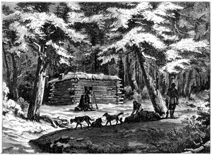 Eine Winterhütte im Saskatchewan-Land, Kanada, 1877 von Unbekannt
