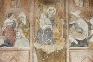 Abteikirche Abondance, Fresko: Jesus mit den Rabbinern, Abondance, Frankreich