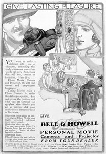 Werbung für Bell & Howell persönliche Filmkameras und Projektoren, 1920er Jahre
