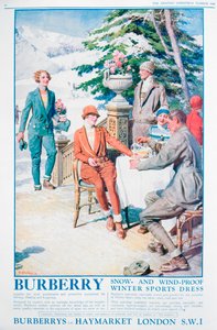Werbung für Burberry schnee- und winddichtes Wintersportkleid, 1928 von Unbekannt