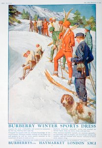 Werbung für Burberry-Wintersportkleidung, 1928