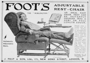 Werbung für Foots Burlington verstellbaren Ruhesessel, 1916 von Unbekannt