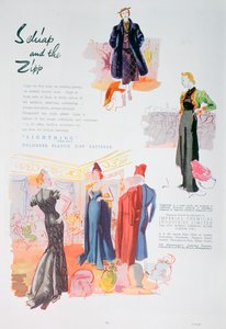 Werbung für farbige Plastikreißverschlüsse von ICI, 1937 von Unbekannt