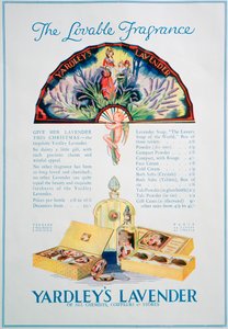 Werbung für Yardleys Lavendelparfüm und Kosmetika, 1928