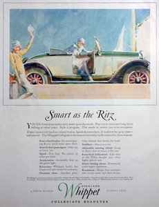 Werbung für das Overland Whippet Collegiate Roadster Auto, 1927
