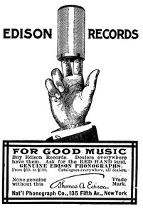 Werbung für Edison-Phonographenzylinderaufnahmen, 1900