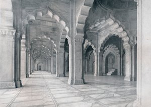 Agra. Innenraum der Moti Musjid. Perlenmoschee, ca. 1910