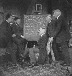 Albert Einstein und andere Physiker im Haus von Paul Ehrenfest, Leiden, Niederlande von Unbekannt