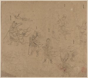 Album mit daoistischen und buddhistischen Themen: Prozession daoistischer Gottheiten: Blatt 15, 1200er von Unbekannt