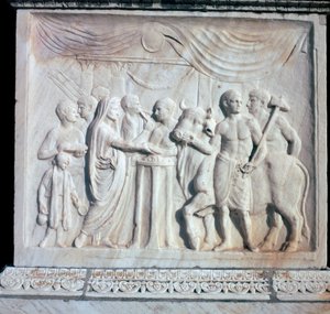 Ein Altar, der dem römischen Kaiserkult gewidmet ist, 1. Jahrhundert