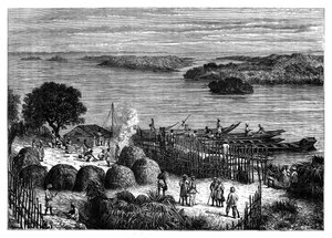 Ein Lager am Fluss Kongo, Afrika, ca. 1890 von Unbekannt