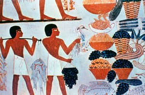 Alte ägyptische Wandmalereien in einem Grab in Theben, Ägypten von Unbekannt