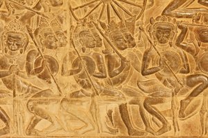 Angkor Wat, Detail des Reliefs der Schlacht von Kurukshetra, Siem Reap, Kambodscha von Unbekannt