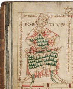 Anicius Manlius Severinus Boethius aus: De institutione musica von Boethius, 12. Jahrhundert von Unbekannt