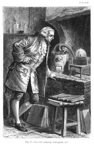 Antoine Laurent Lavoisier, französischer Chemiker, untersucht die Existenz von Sauerstoff in der Luft, 1873 von Unbekannt