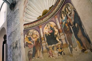 Aosta, Italien. Altar der St. Lucia. Fresko.