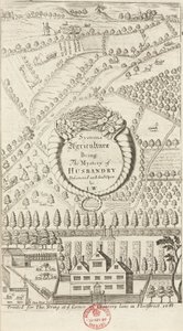 Ackerbau, Säen und Wachsen Frontispiz zu einem Buch über Landwirtschaft von Unbekannt