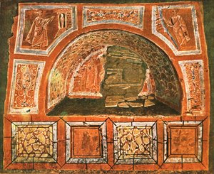 Arcosolium in der Katakombe von Domitilla an der Via Ardeatina, Rom, Italien, 1928 von Unbekannt