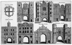 Wappen und Tore der Stadt London, um 1650, 19. Jahrhundert