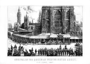 Ankunft der Königin in der Westminster Abbey, London, 21. Juni 1887, 1889 von Unbekannt
