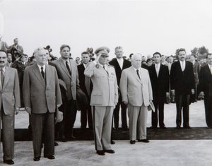 Ankunft der sowjetischen Delegation in Belgrad, Jugoslawien, 26. Mai 1955