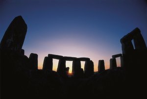 Neolithische Kunst: Ansicht der Stätte von Stonehenge (um 1700-1300 v. Chr.) Amesbury, England
