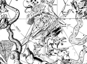Astronomische Karte, zentriert auf das südliche Sternbild Argo Navis, 1742 von Unbekannt