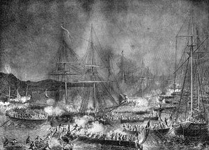 Angriff auf die französische Invasionsflotte bei Boulogne, Frankreich, 15.-16. August 1801, 1882-1884