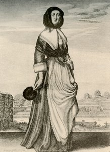Herbst - Eine englische Frau in Kapuze und Schürze, Regierungszeit von Charles I von Unbekannt