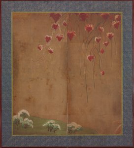Herbstrebe, entfernte Bäume und Schnee, Edo-Periode, 1615-1868 von Unbekannt