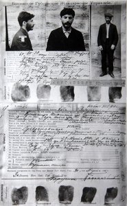 Baku-Polizeiformular des politischen Verbrechers J. Jugashvili Stalin