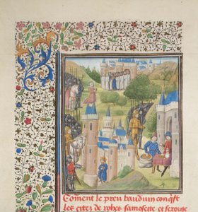 Balduin von Boulogne betritt Edessa im Februar 1098. Miniatur aus der Historia von Wilhelm von Tyrus, 1460er Jahre von Unbekannt