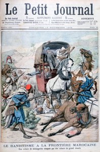 Banditen greifen eine Postkutsche an der marokkanischen Grenze an, 1904