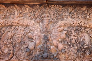 Banteay Srei Tempel in Angkor, Kambodscha. Aufwendig geschnitzt, Siem Reap, Kambodscha von Unbekannt