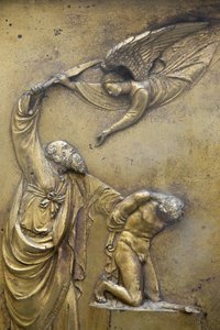 Baptisterium San Giovanni. Paradiespforte. Abraham opfert Isaak, Florenz, Italien