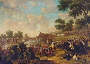 Schlachtenszene aus dem Siebenjährigen Krieg, zweite Hälfte des 18. Jahrhunderts