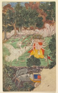 Schlacht von Ravana und Jatayu, aus Kapitel 49 des Aranya-kanda Buch des Waldes..., ca. von Unbekannt