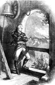 Benedict Arnold betrachtet die Zerstörung von New London, 1781