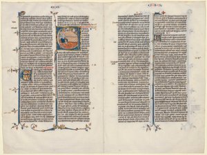 Bifolium aus einer Bibel: Initiale E[t factum est] mit Ezechiel, ca. 1290 von Unbekannt