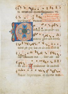 Bifolium mit Initiale C, aus einem Antiphonar, ca. 1320